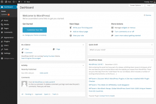 WordPress dashbord 